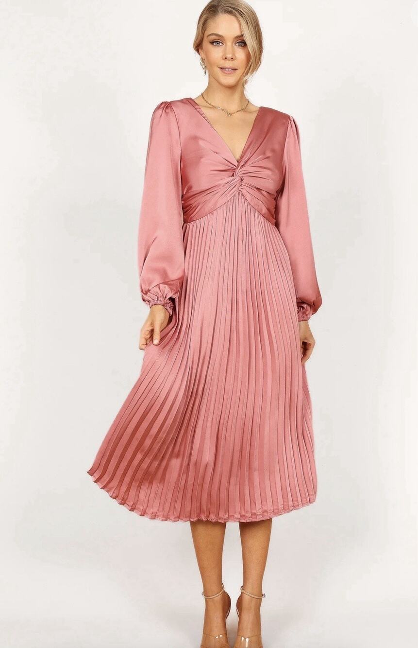NWOT Petal + Pup Noelle Twist Front Pleated Midi Dress Small (AA15)